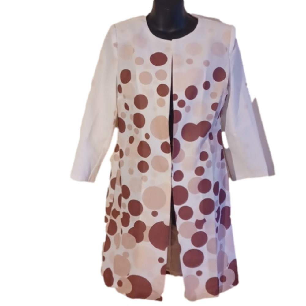 Mustafa Dikmen NWT  shades of  Browns Polka Dot coat? Size 40. Made in Turkey.